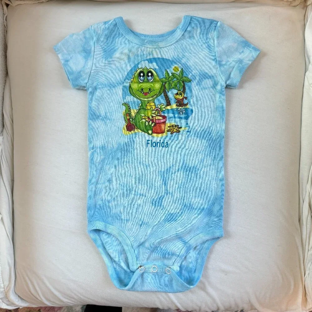 Short Sleeve Blue Tie Dye Florida Onesie
